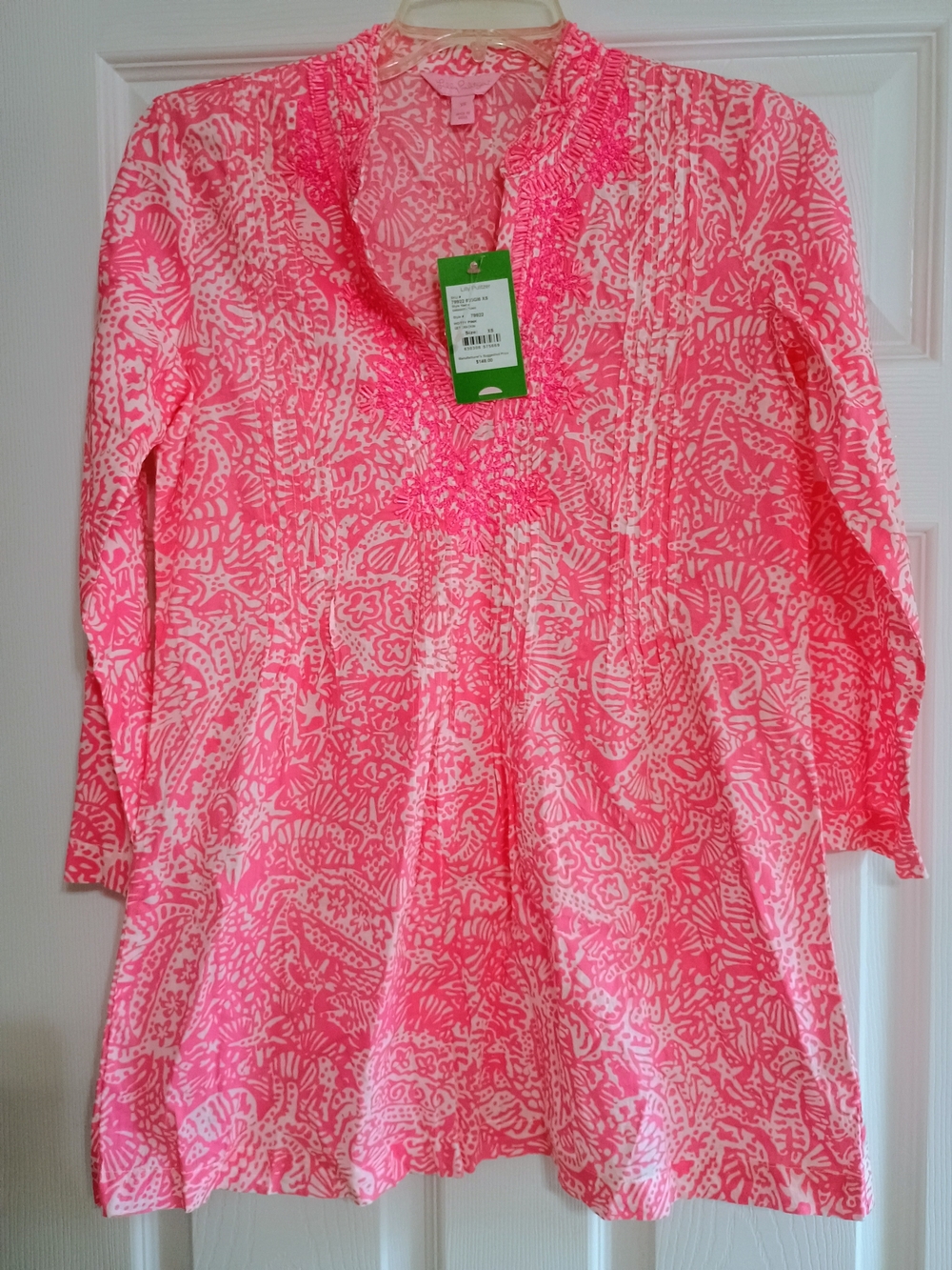 Lilly Pulitzer Hotty Pink & White Embellished Tunic